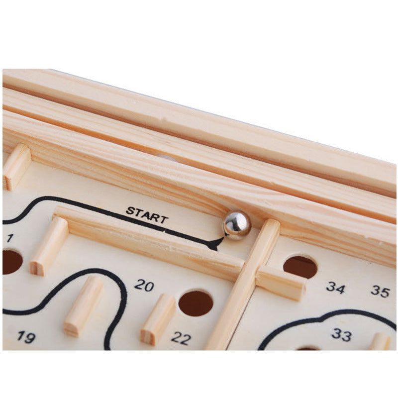 36 Levels Large Number 2 Wooden Table Maze Game