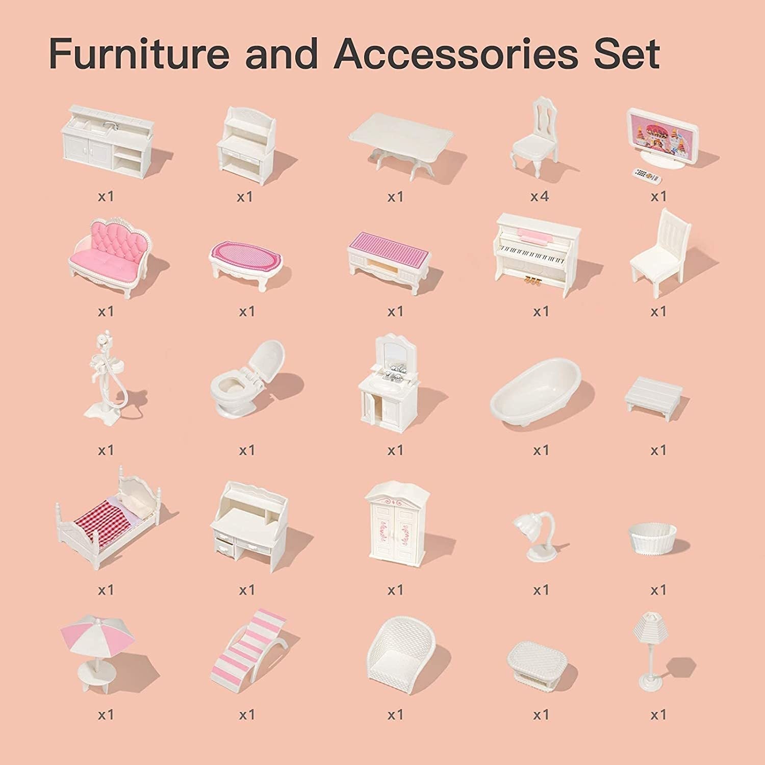 Robud Wooden Dollhouse For Kids Girls Toy