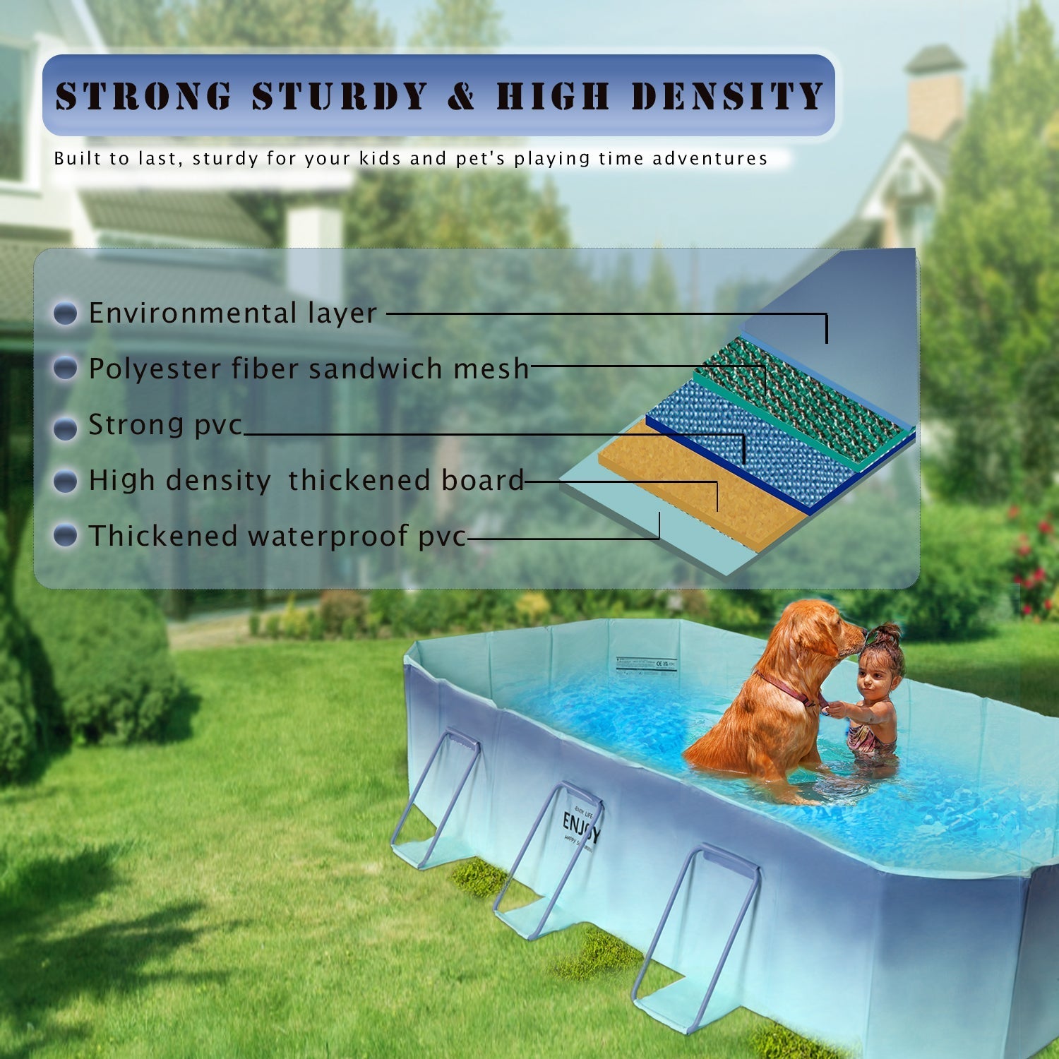 Non-inflatable Folding Kiddie Pool Collapsible Family Pool for Outdoor Backyard