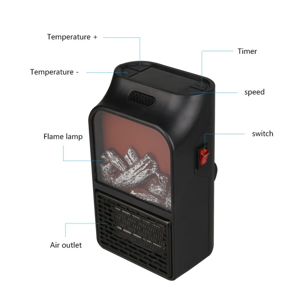 Mini Electric Fireplace Heater Electric Heater with Log Flame