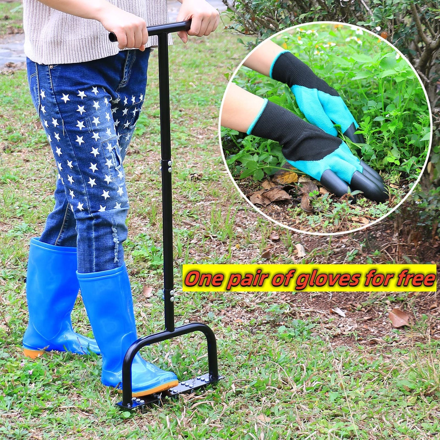 Lawn Aerator Tool Manual Metal Spike Grass Aeration With Dethatching