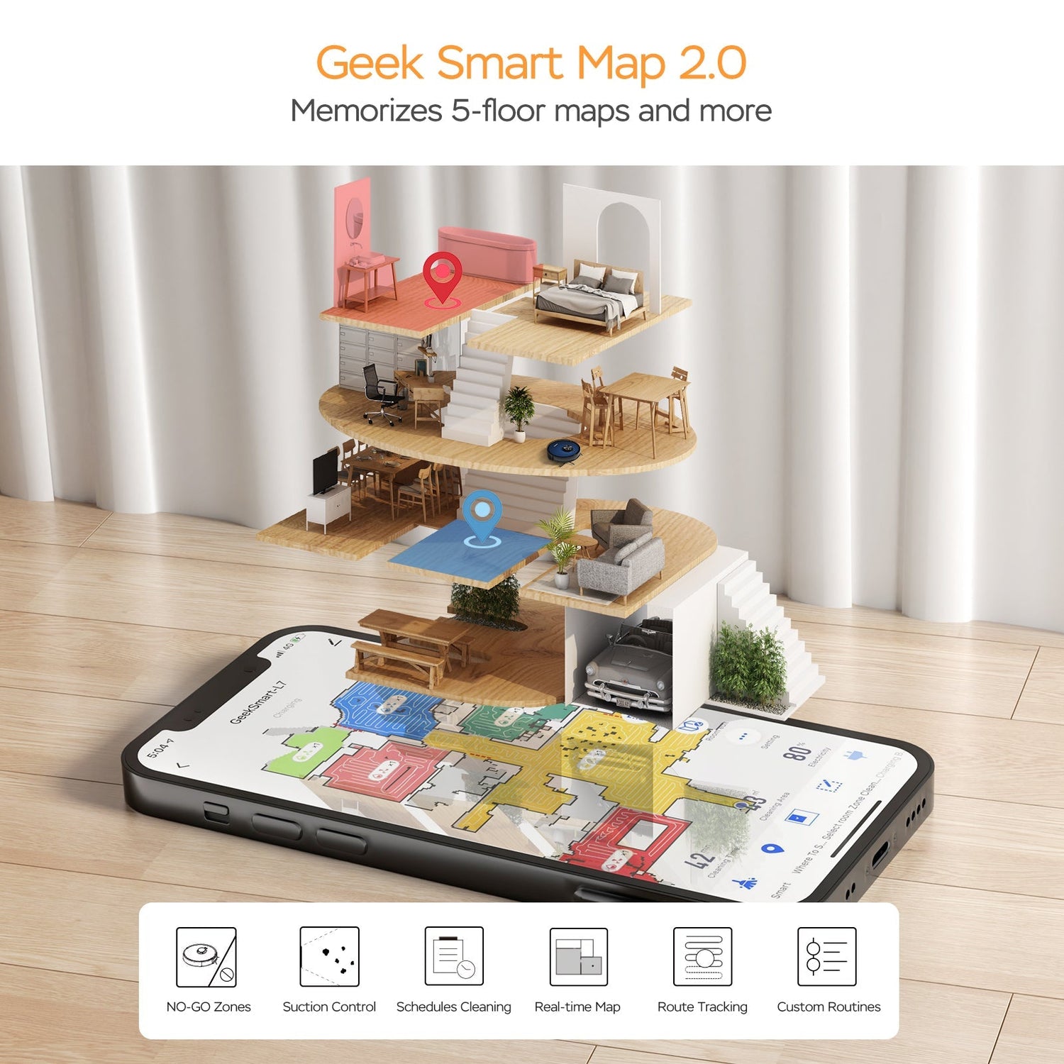 Geek Smart L7 Robot Vacuum Cleaner And Mop, LDS Navigation