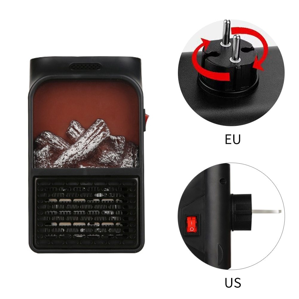 Mini Electric Fireplace Heater Electric Heater with Log Flame