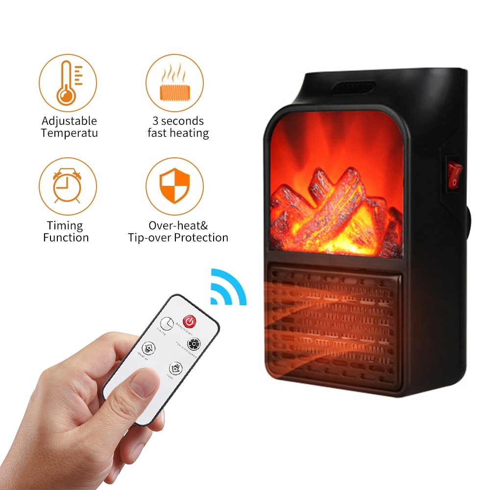 Mini Electric Fireplace Heater Electric Heater with Log Flame