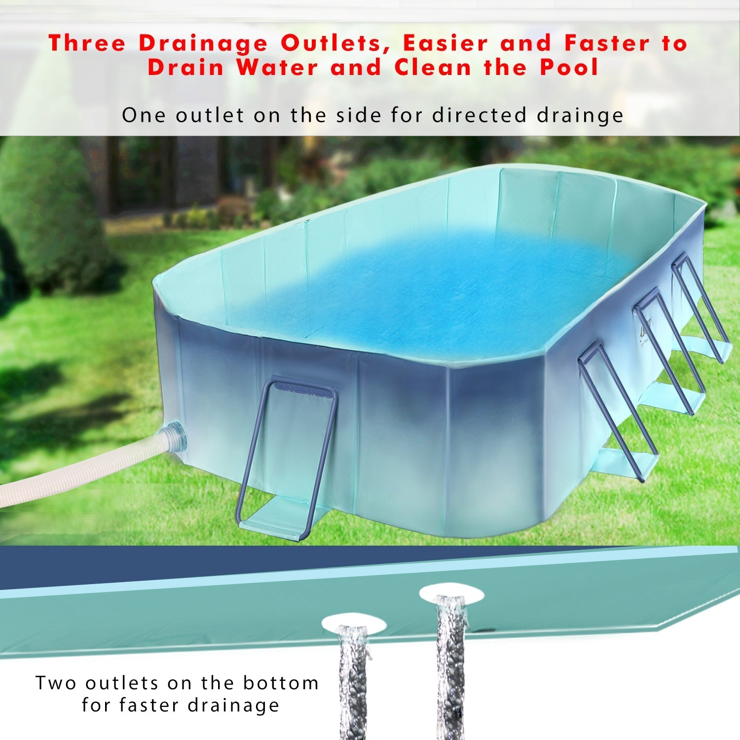 Non-inflatable Folding Kiddie Pool Collapsible Family Pool for Outdoor Backyard