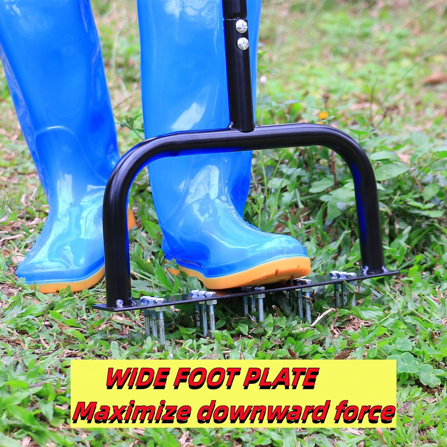 Lawn Aerator Tool Manual Metal Spike Grass Aeration With Dethatching