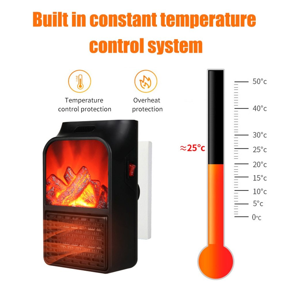 Mini Electric Fireplace Heater Electric Heater with Log Flame