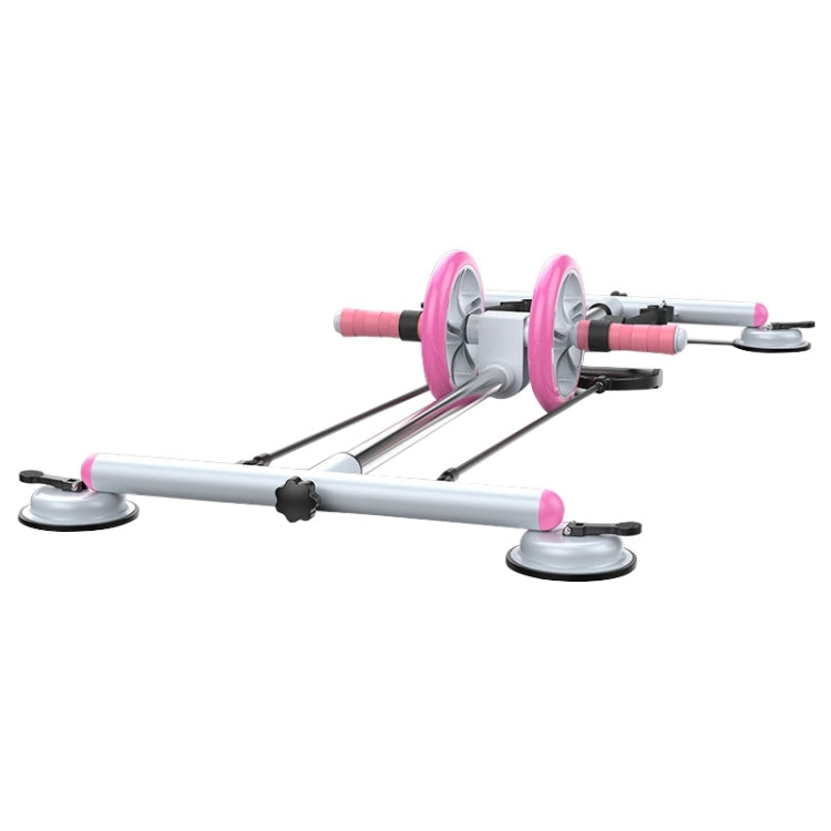 Household Suction Cup Style Multifunctional Silent Abdominal Wheel Rowing Machine Sit-up Device (Pink + White)