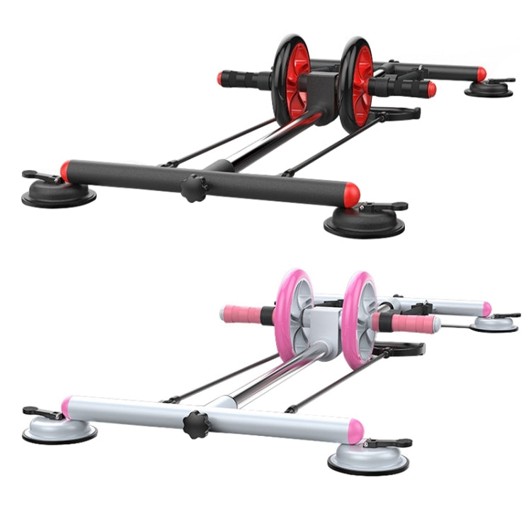 Household Suction Cup Style Multifunctional Silent Abdominal Wheel Rowing Machine Sit-up Device (Pink + White)