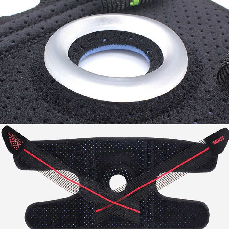 AOLIKES HX-7909 Tie Spring Support Silicone Knee Pad Mountaineering Riding Running Basketball Sweat-Absorbent Breathable Knee Pad(Black Blue)