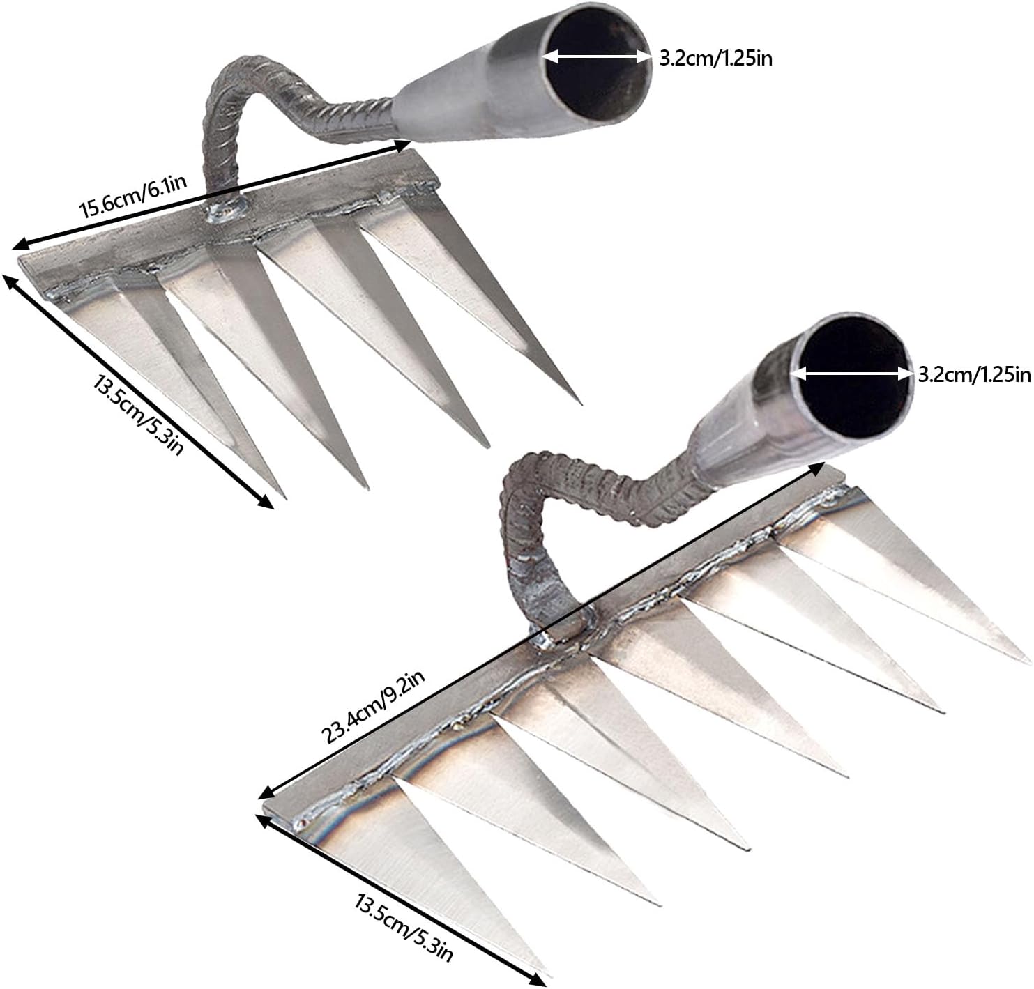 Carbon Garden Hand Rake Tool Metal Heavy Duty Weeding Rake