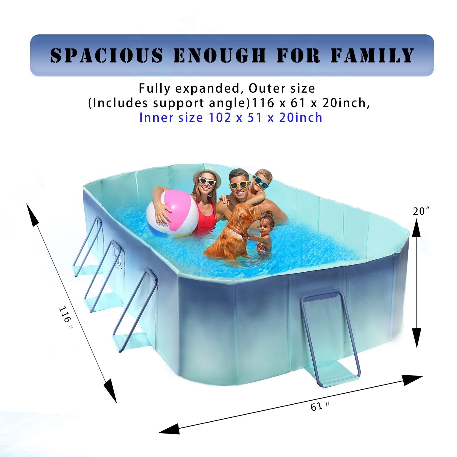 Non-inflatable Folding Kiddie Pool Collapsible Family Pool for Outdoor Backyard