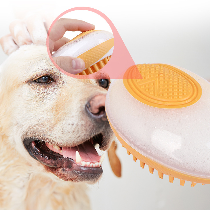 Dog Cat Bath Brush 2-in-1 Pet SPA Massage Comb Soft Silicone Pets