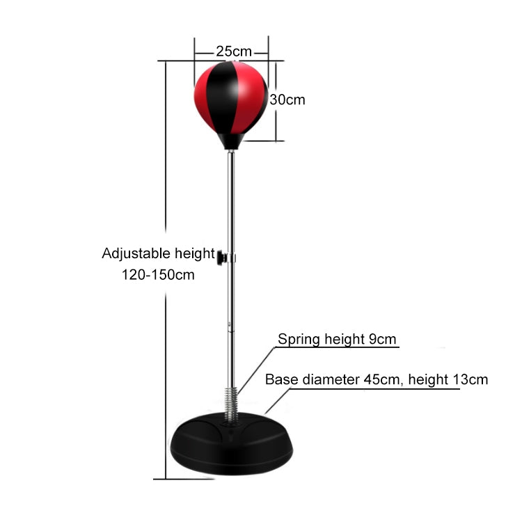 Children Base Version Height Adjustable Vertical PU Leather Vent Ball Boxing Speed Ball Family Fitness Equipment with Gloves(Black Red)