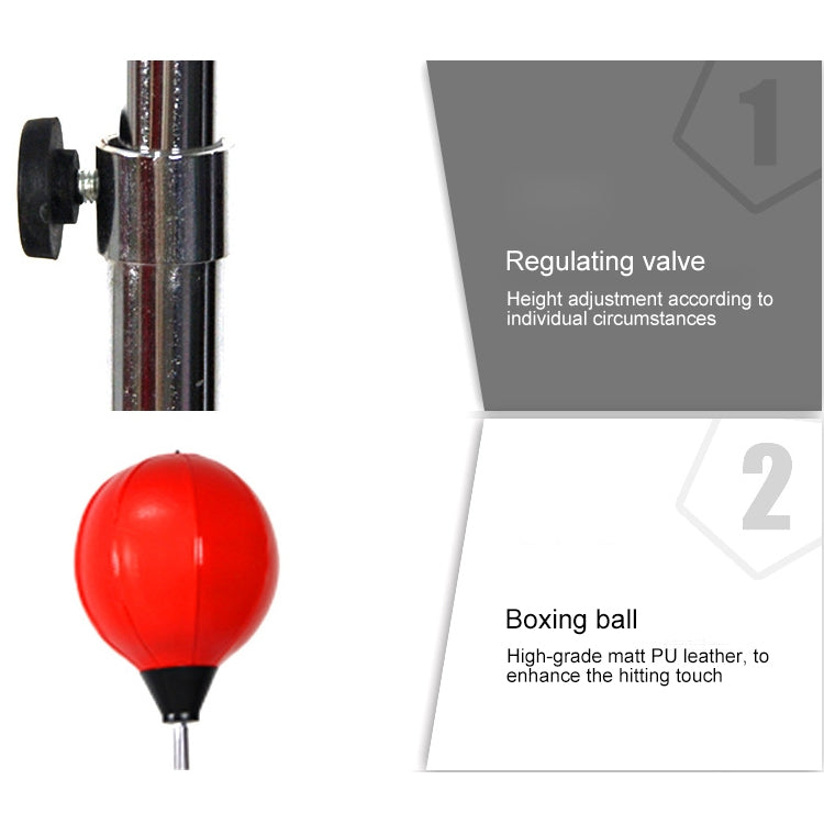 Children Base Version Height Adjustable Vertical PU Leather Vent Ball Boxing Speed Ball Family Fitness Equipment with Gloves(Black Red)