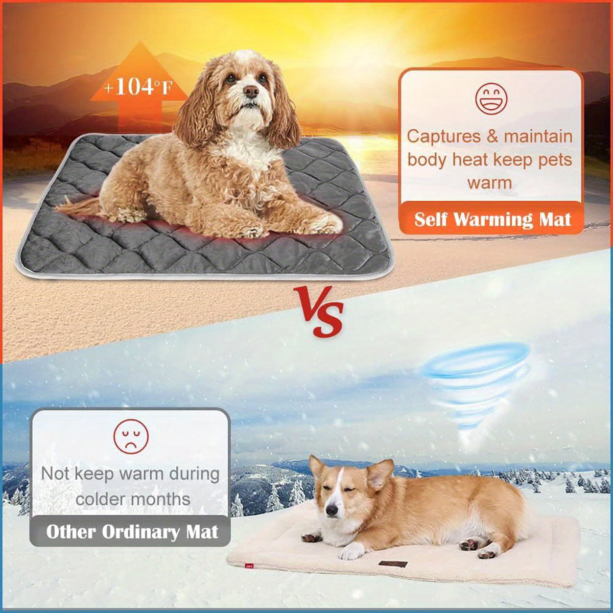 Dog Cat Bed Cat Dog Non-Slip Mat Extra Warm Thermal Pet Pad