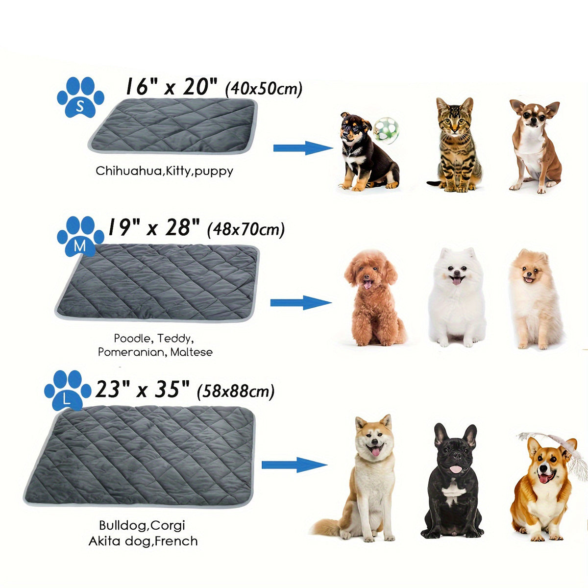 Dog Cat Bed Cat Dog Non-Slip Mat Extra Warm Thermal Pet Pad
